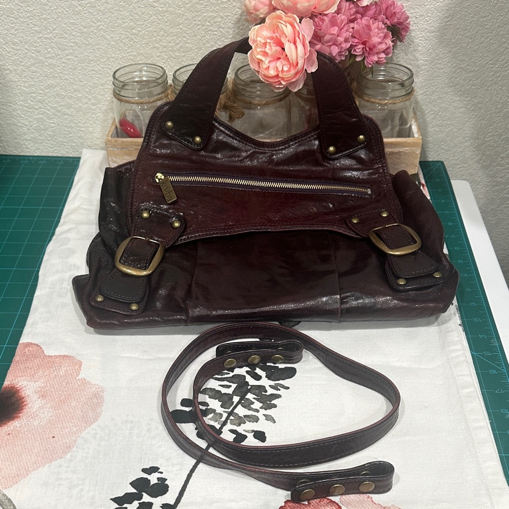 Kooba Purple Leather Handbag w/ Shoulder Strap